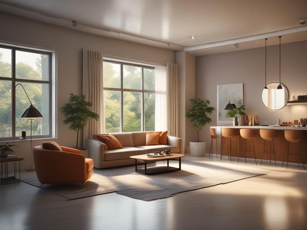 A serene and inviting environment depicting safety, with a woman