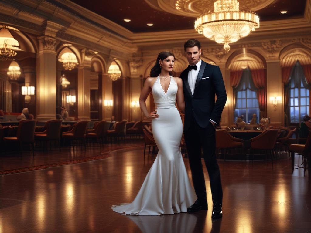 A stylish female escort elegantly dressed for a formal event,