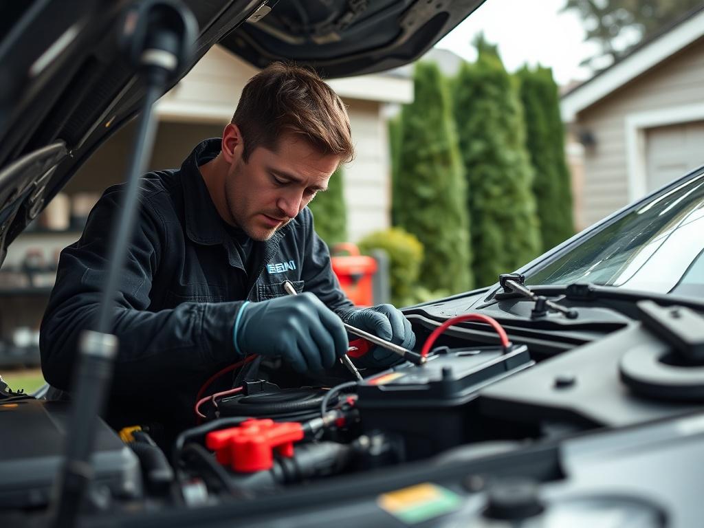 A close up shot of a mechanic replacing a car