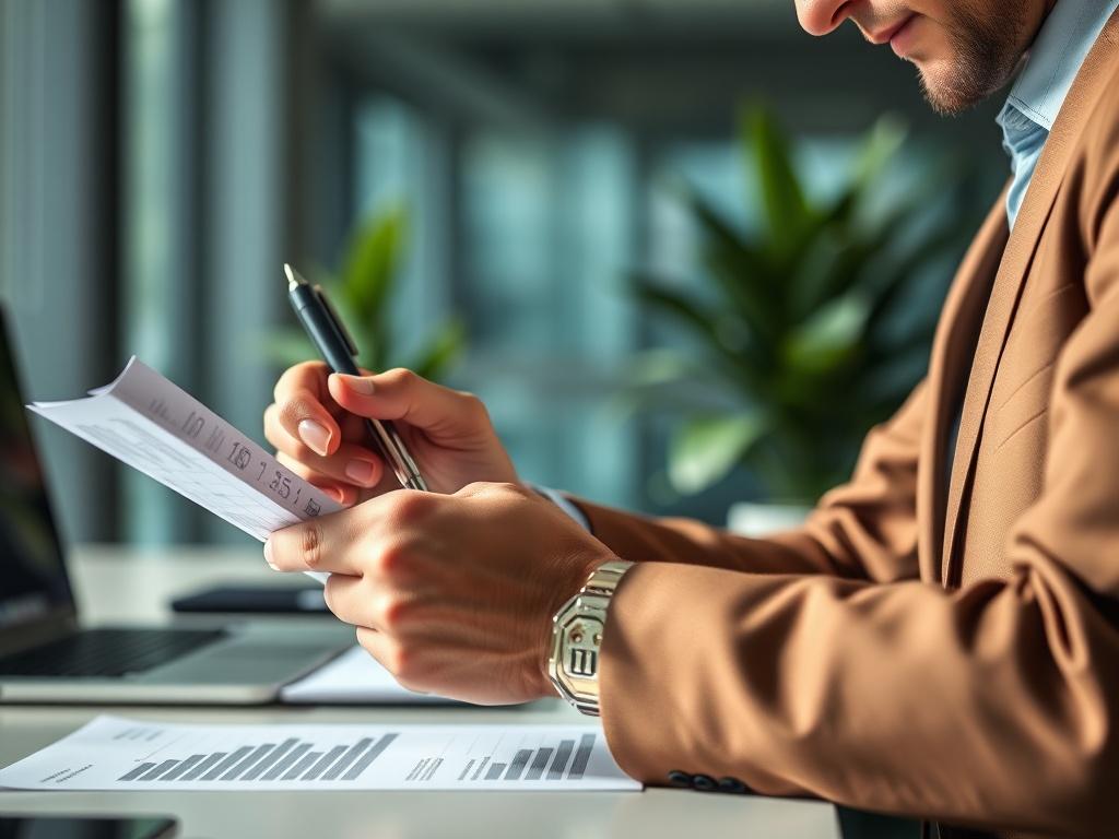 A close up shot of a confident business professional holding