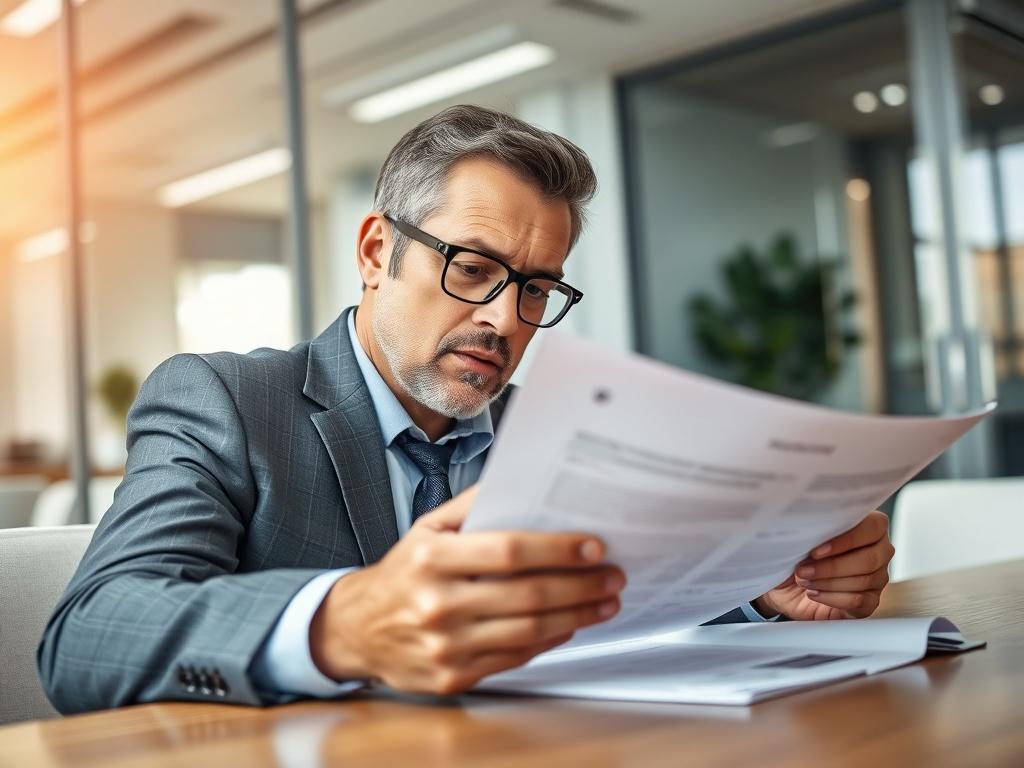 A close up shot of a business owner reviewing a