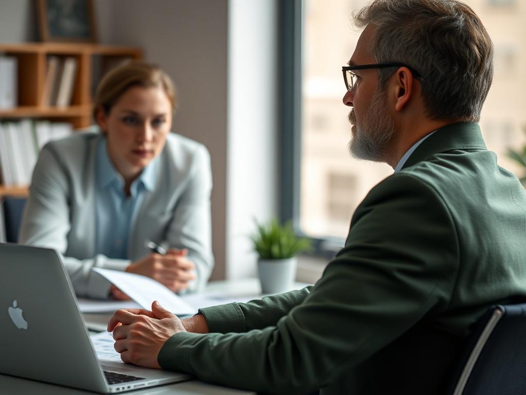 A close up shot of a professional consultant discussing with