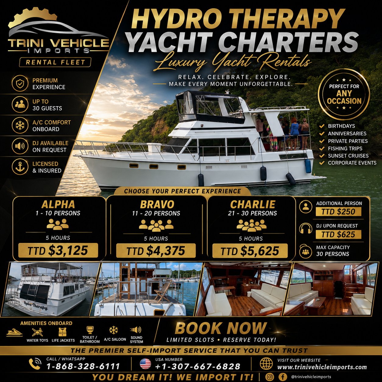 Hydro Therapy Yacht Booking for rent - YACHT CHARTER rental service Trinidad - fuel efficient vehicle rental
