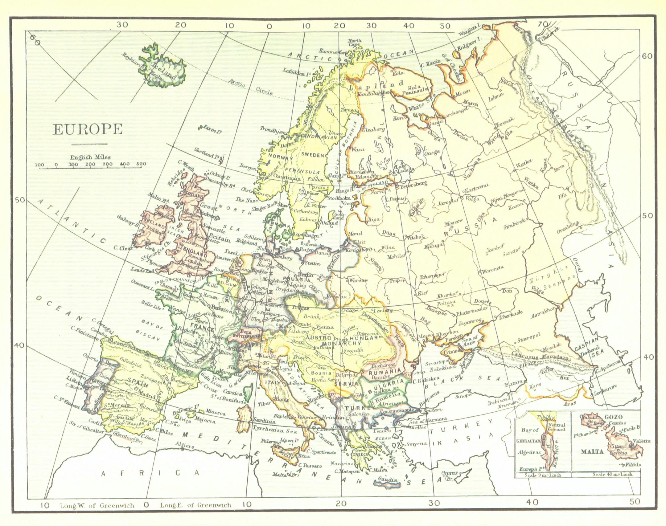 Old map of Europe