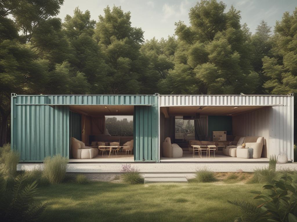 community space, shipping container, gathering area, sustainable architecture