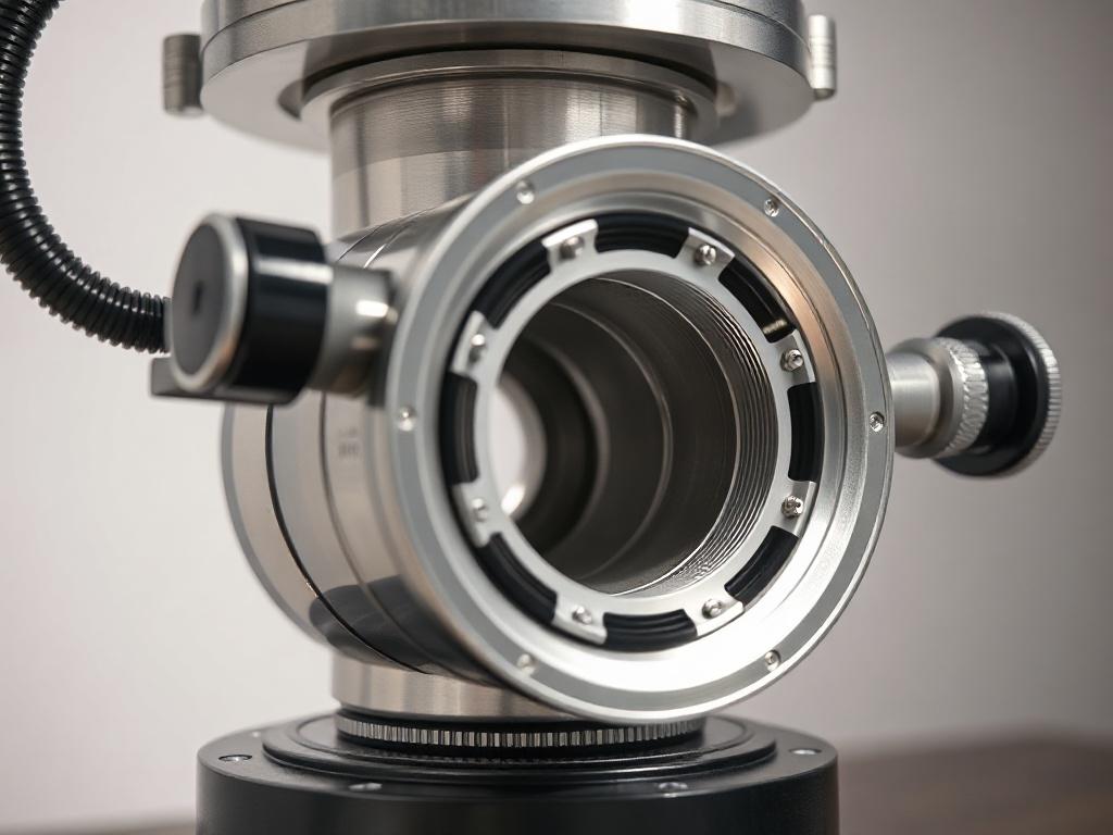A hyper-realistic close-up image of the Contura® S400 and S600 leak testing equipment, showcasing its flexible membrane chamber structure. The image should focus on the intricate details of the machine, highlighting its robust design and functionality. The background should be simple and neutral to emphasize the equipment, shot with a 45mm f/1.2 lens style, compatible with rgb(4, 104, 120) primary color.