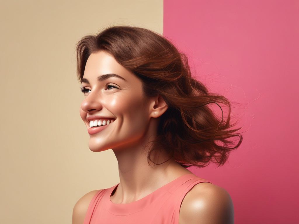 A realistic high resolution of a graceful woman smiling warmly,