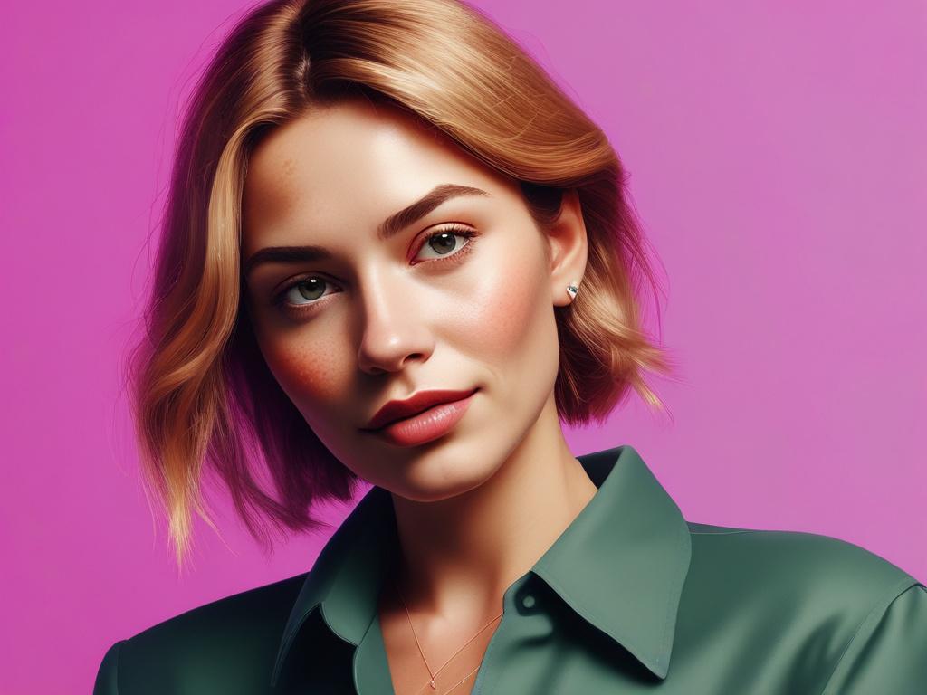 A high resolution photorealistic portrait of a confident, stylish woman