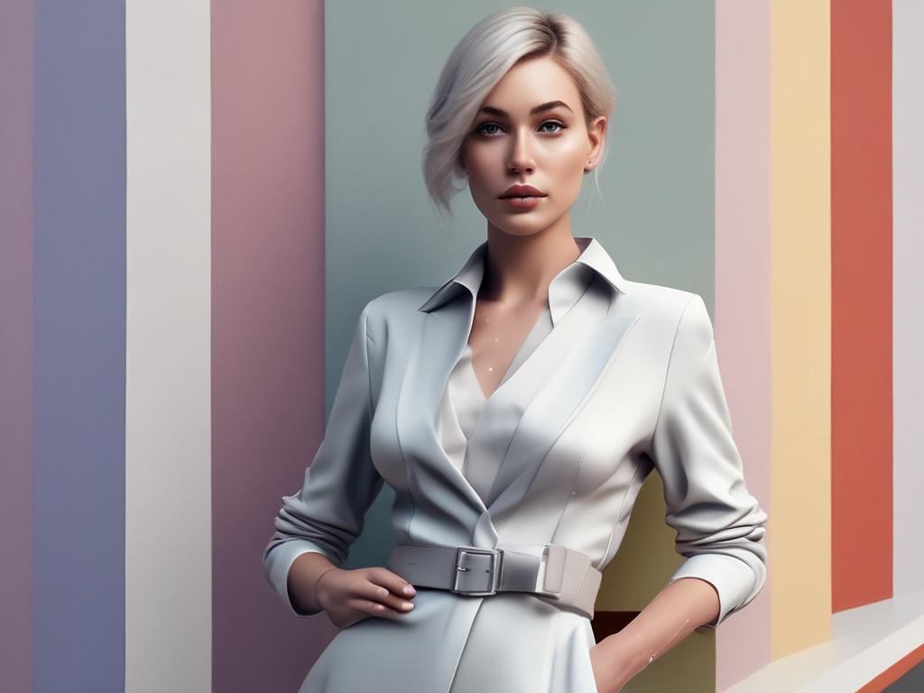A photorealistic image of a sophisticated young woman with elegant