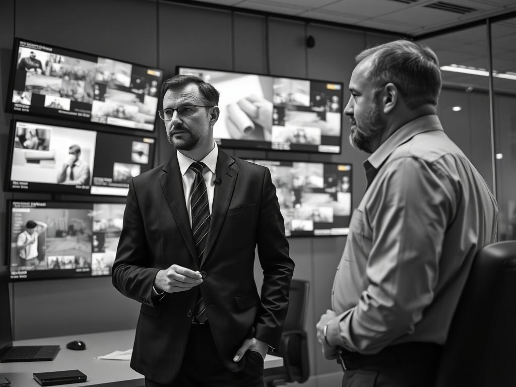 A realistic high resolution black and white of a security