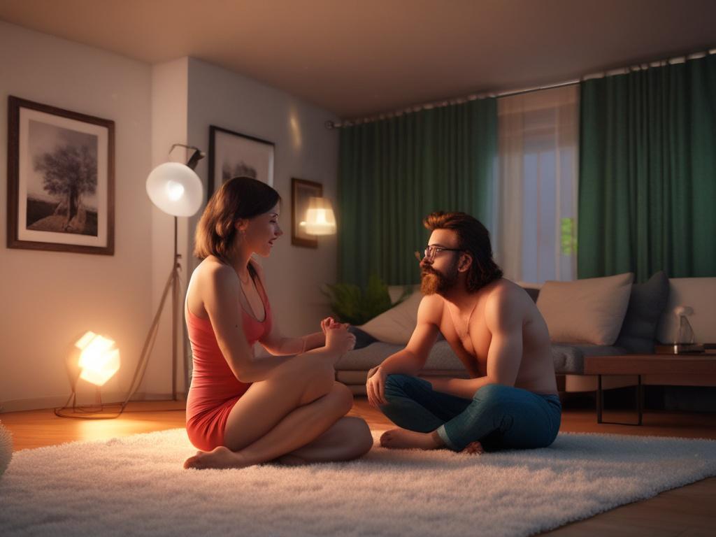 An intimate high resolution image depicting a one on one