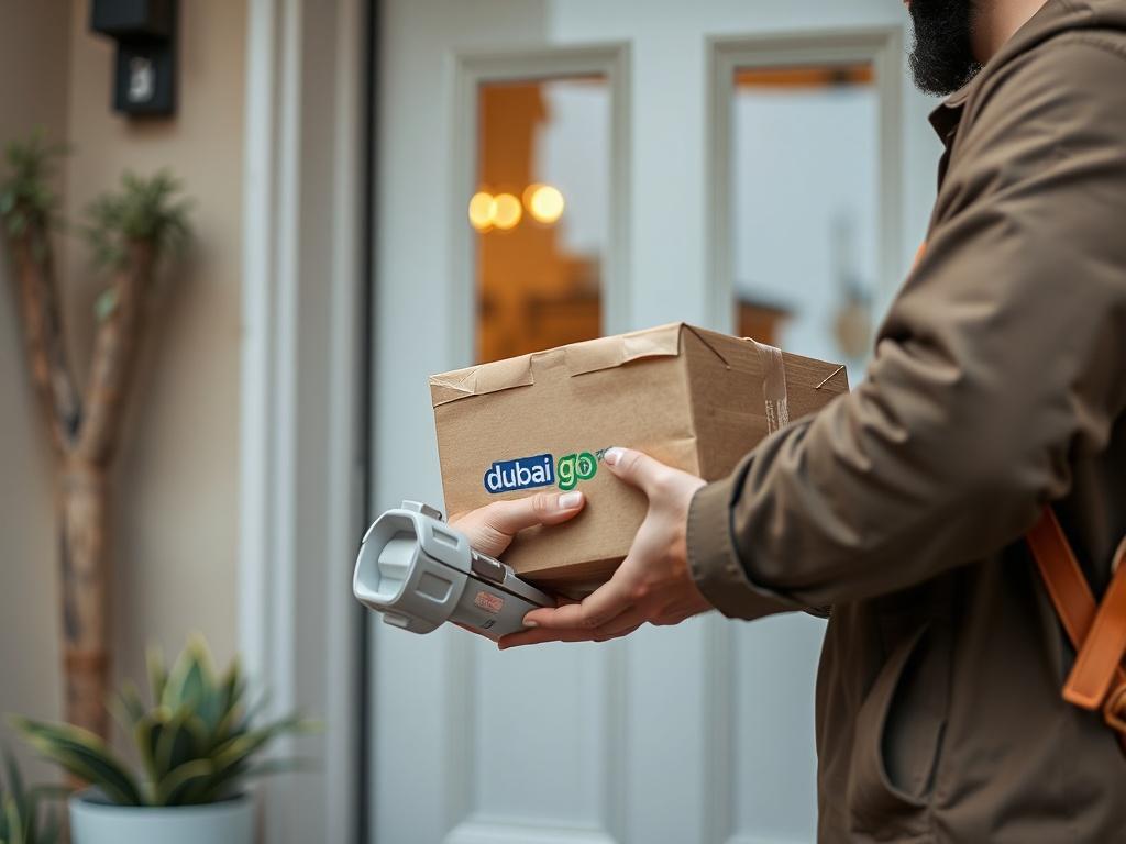 A close up shot of a delivery person handing over