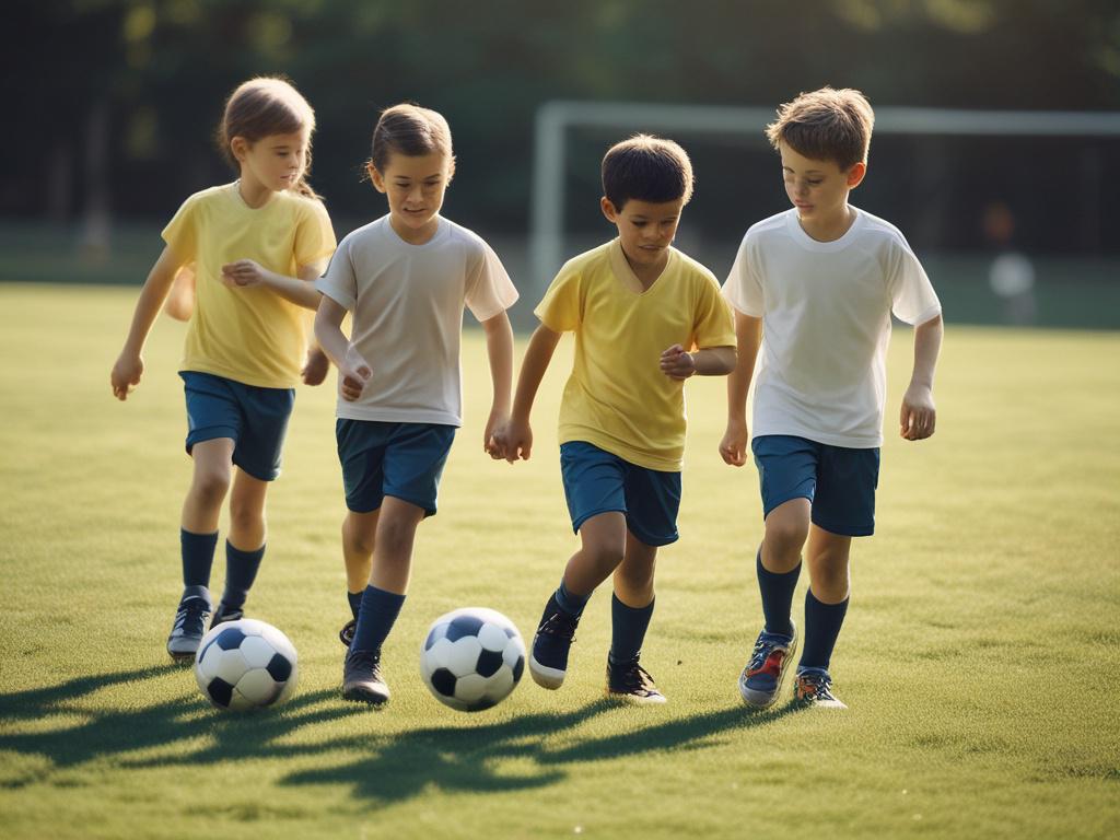 soccer training, kids, teamwork
