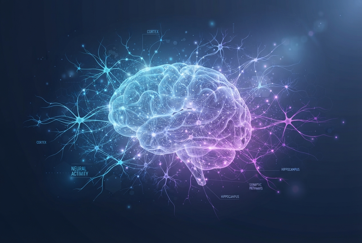 Brain neural network visualization representing cognitive function