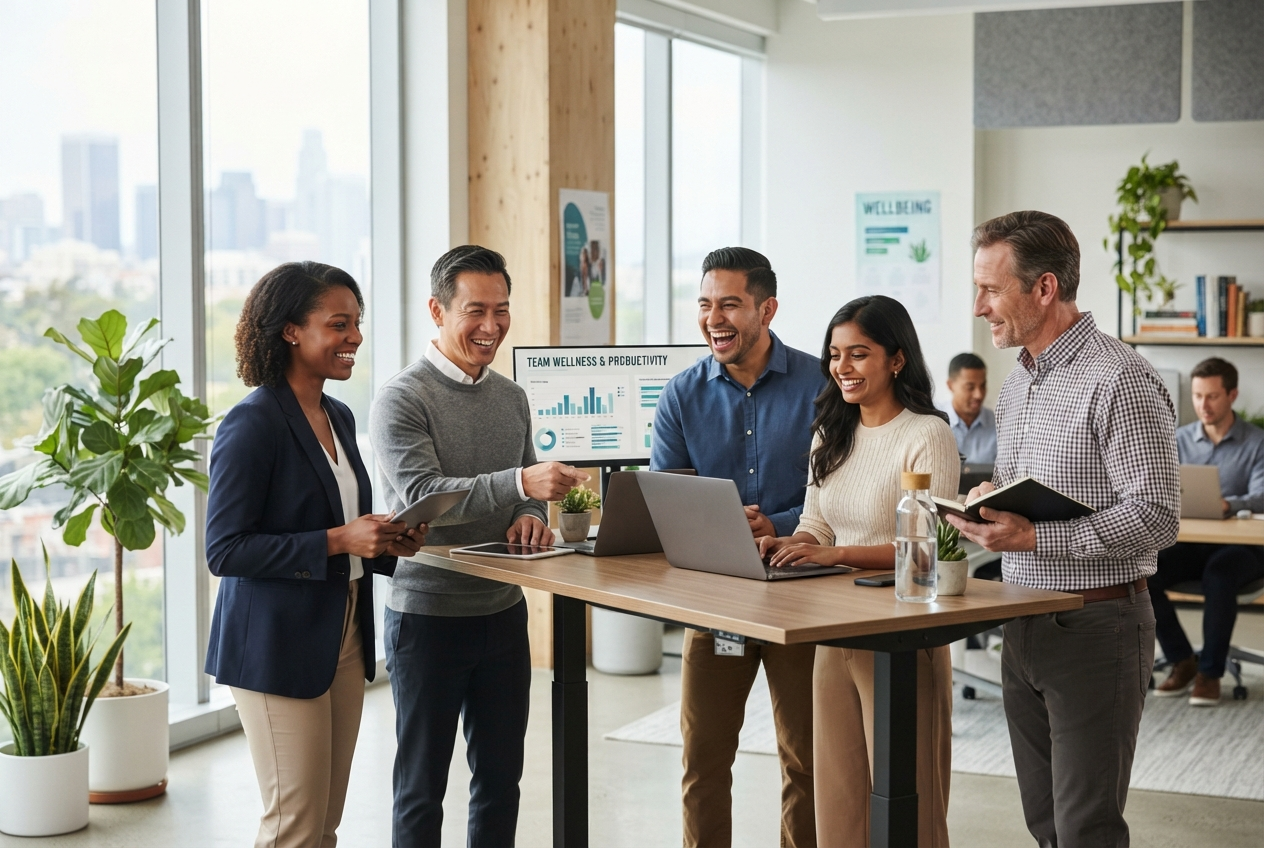 Happy professionals benefiting from cognitive wellness
