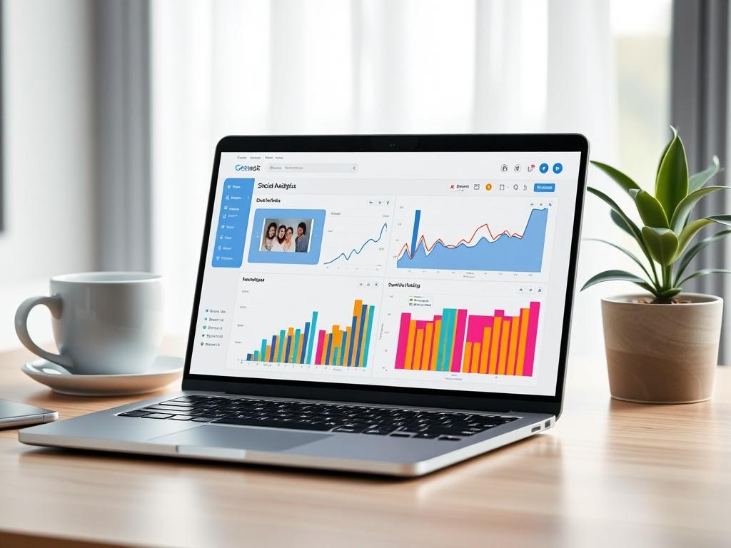 A vibrant, detailed image of a laptop displaying social media