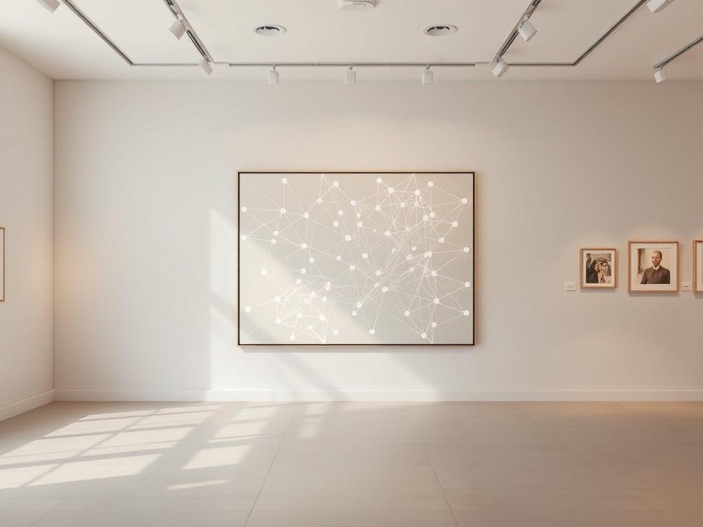 Generate a high resolution image of a gallery setting that