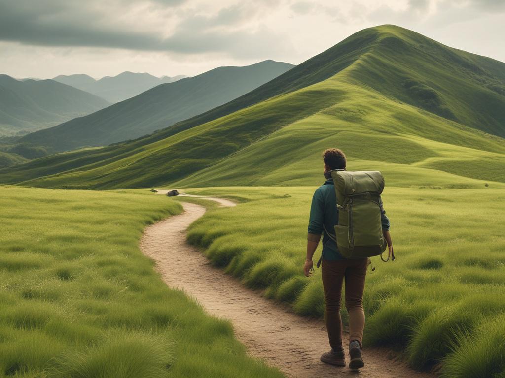 A serene landscape showcasing a lush green hill with a
