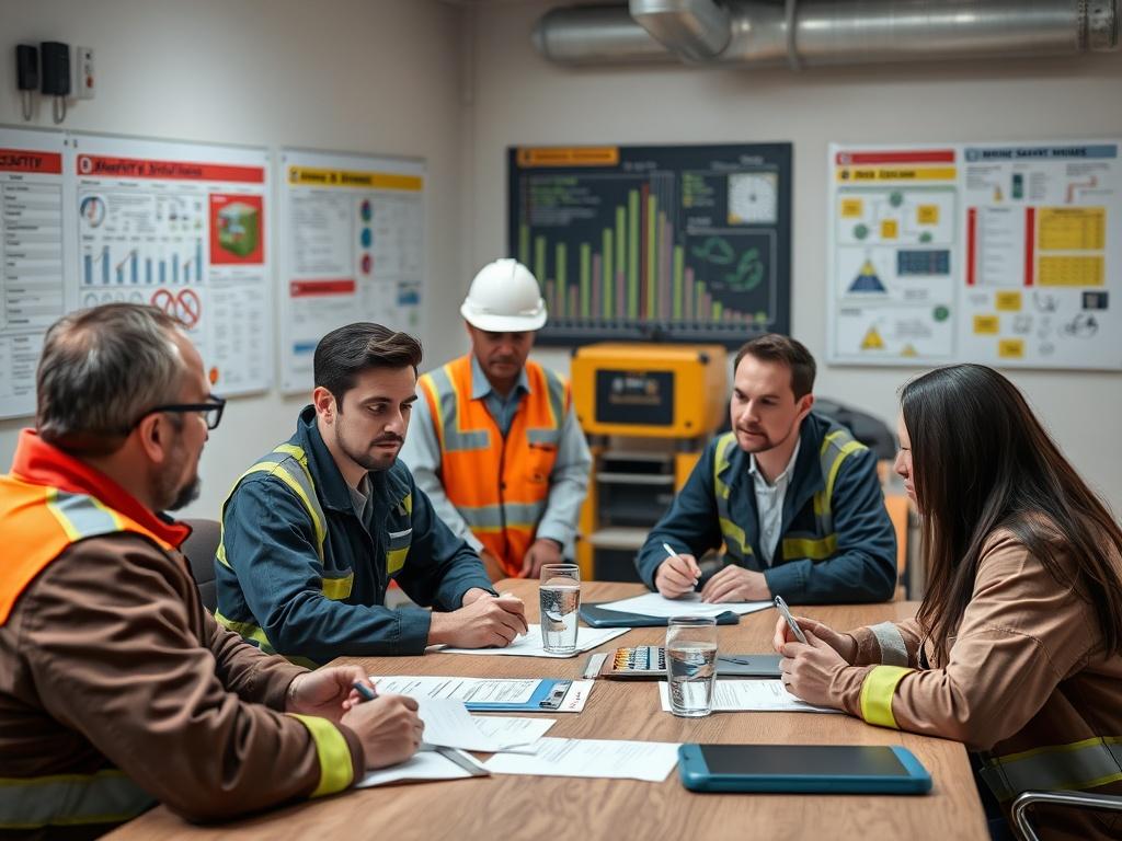 A close up shot of a safety consultation meeting, featuring