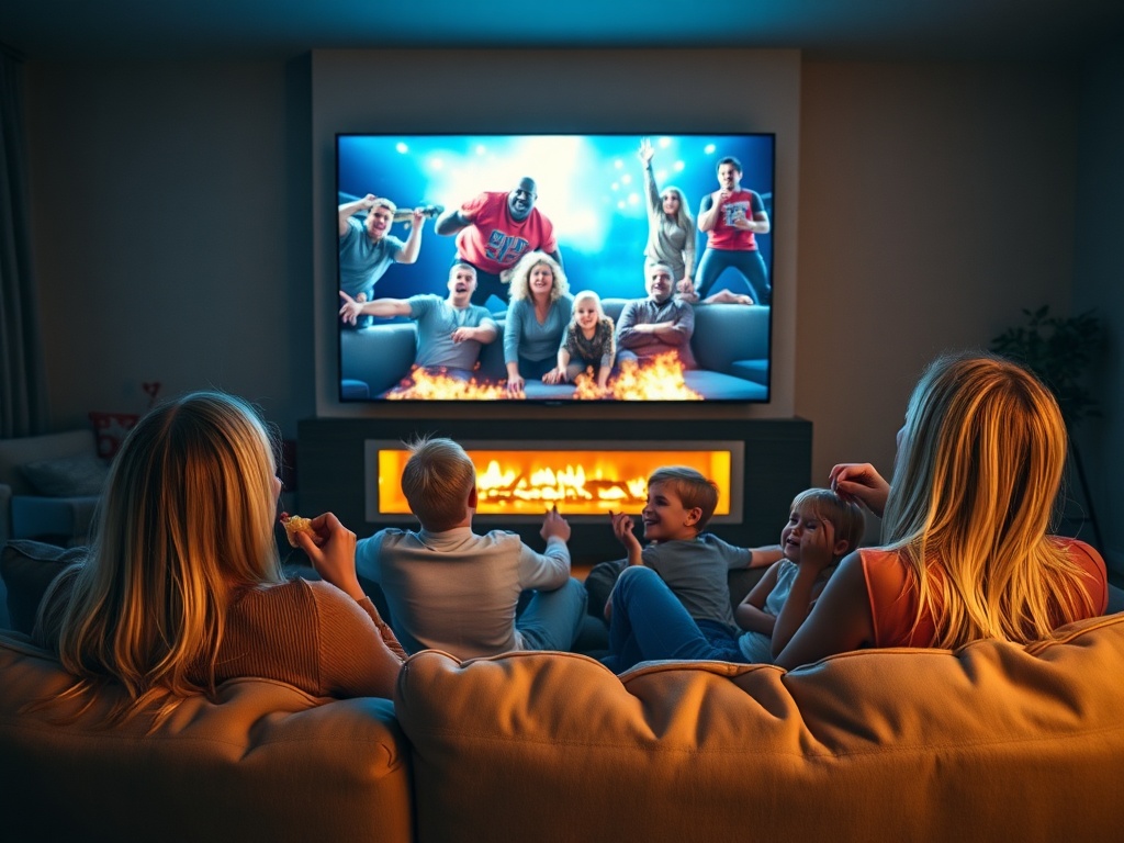 Couple relaxed while watching TV in modern living room
