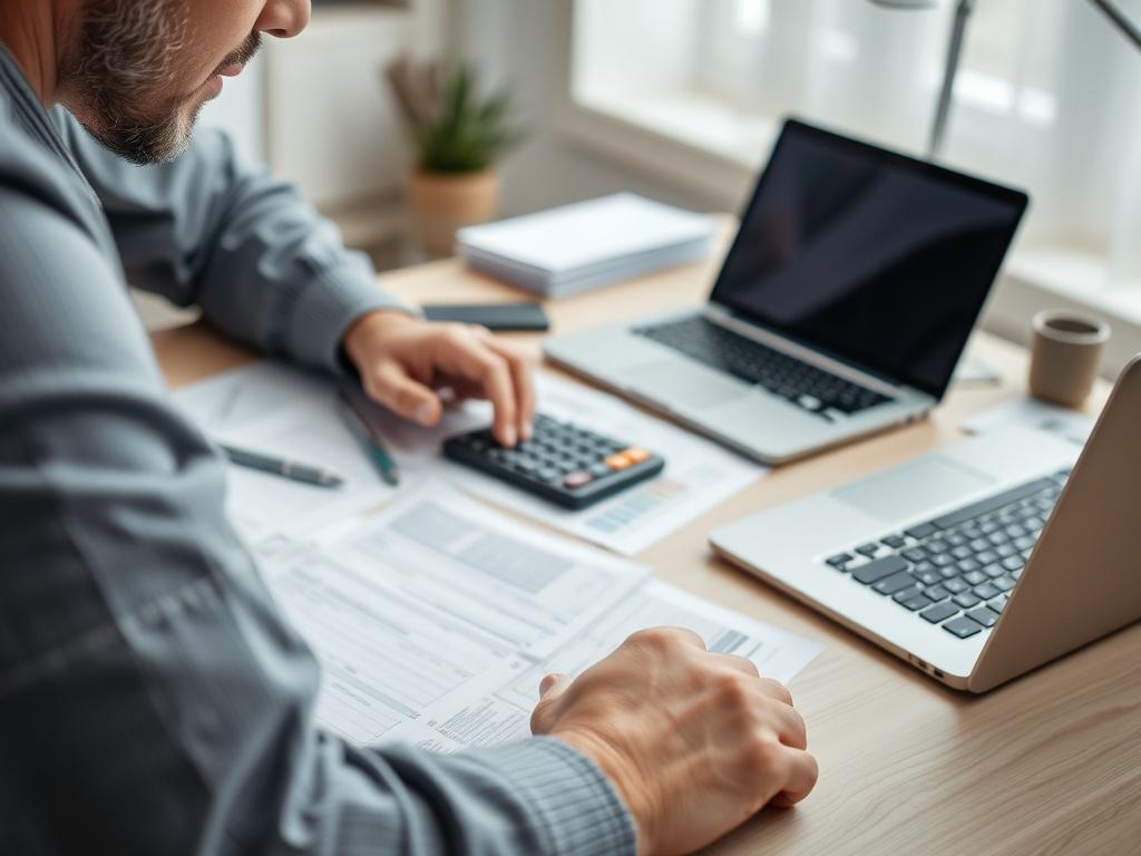 A close up shot of a person reviewing tax documents
