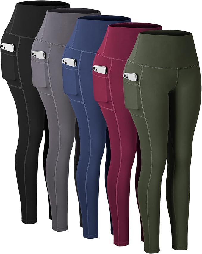 chrleisure leggings with pockets for women, high waisted tummy control workout yoga pants.jpg