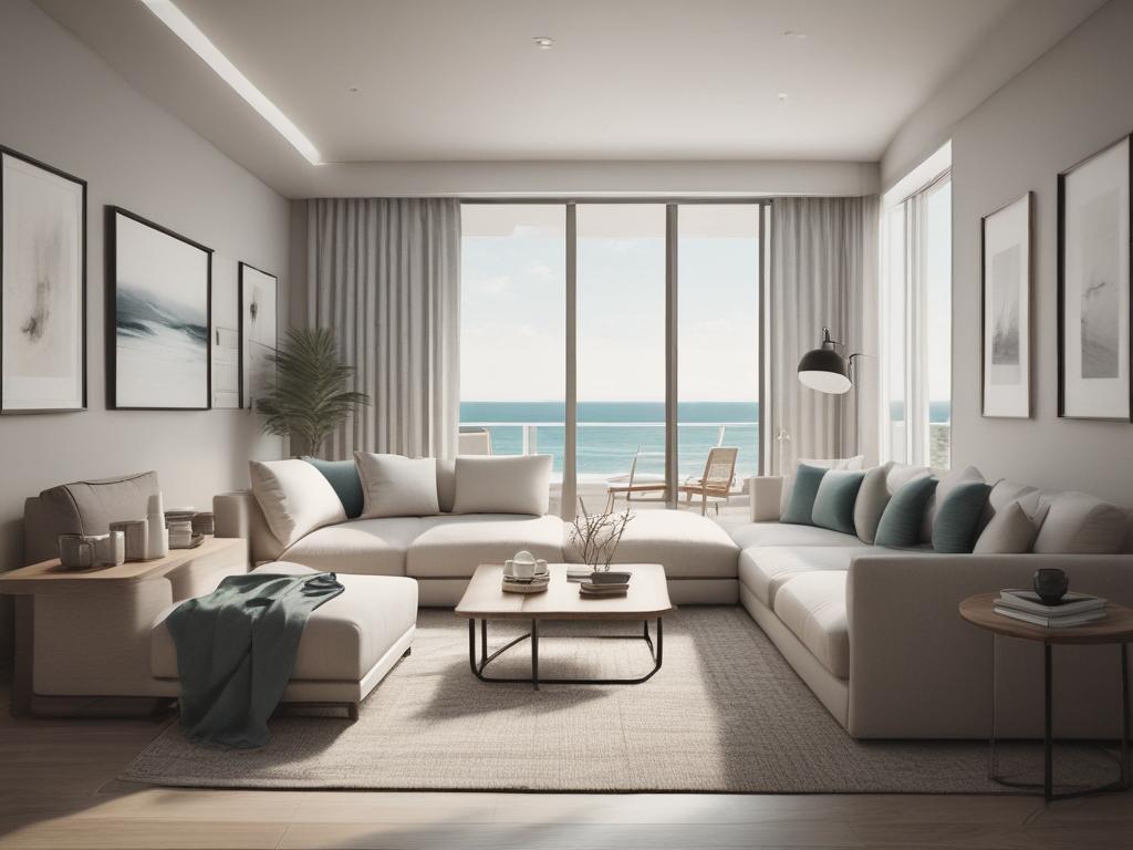 ocean view condo, beachfront living, modern interiors