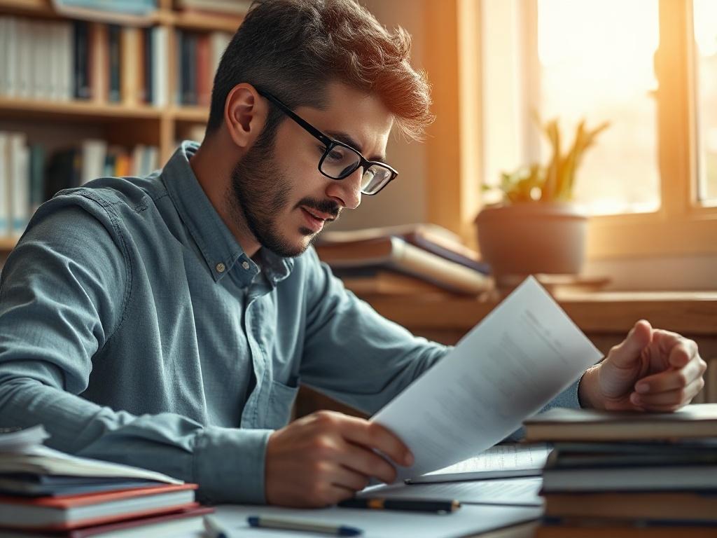 A high-resolution close-up shot of an academic researcher engaged in analyzing documents and notes, surrounded by books and papers, illustrating a deep dive into social sciences research. The background is softly blurred to emphasize the subject, with warm, inviting colors that align with the rgb(4, 104, 120) primary color.