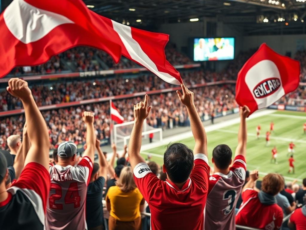 A realistic high resolution of a vibrant sports event atmosphere,