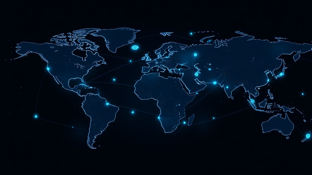Global payments network showing worldwide transaction flows