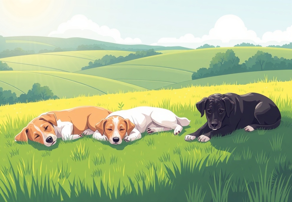 Dogs resting peacefully during their walk