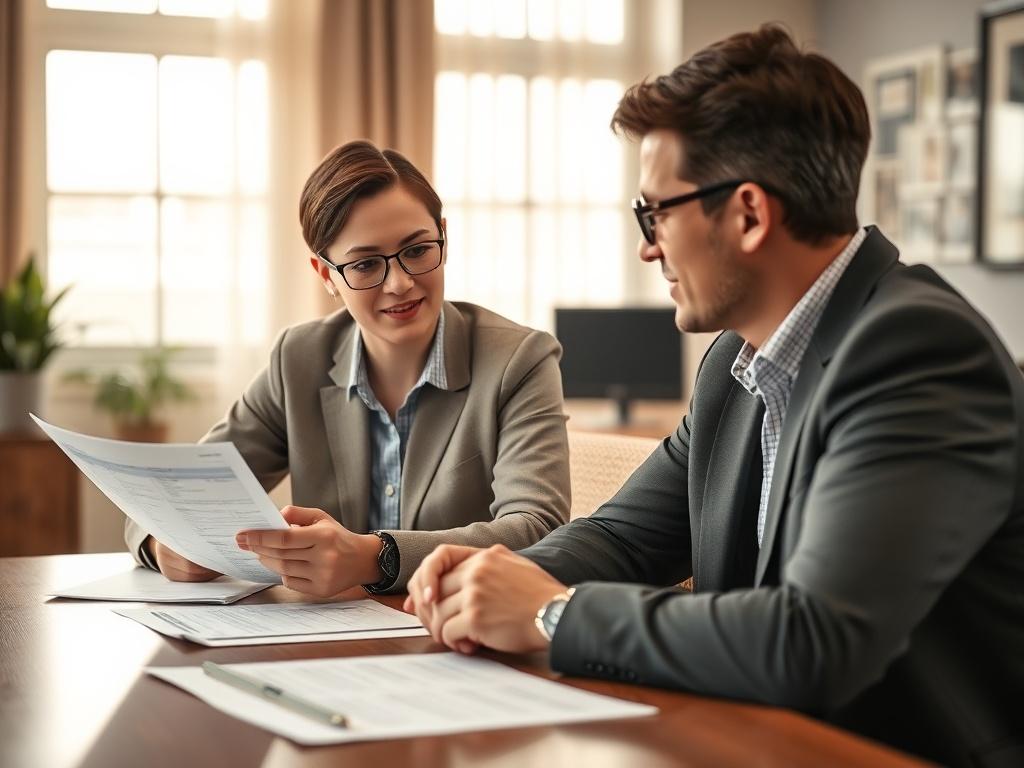 A close up shot of a professional consultant sitting across