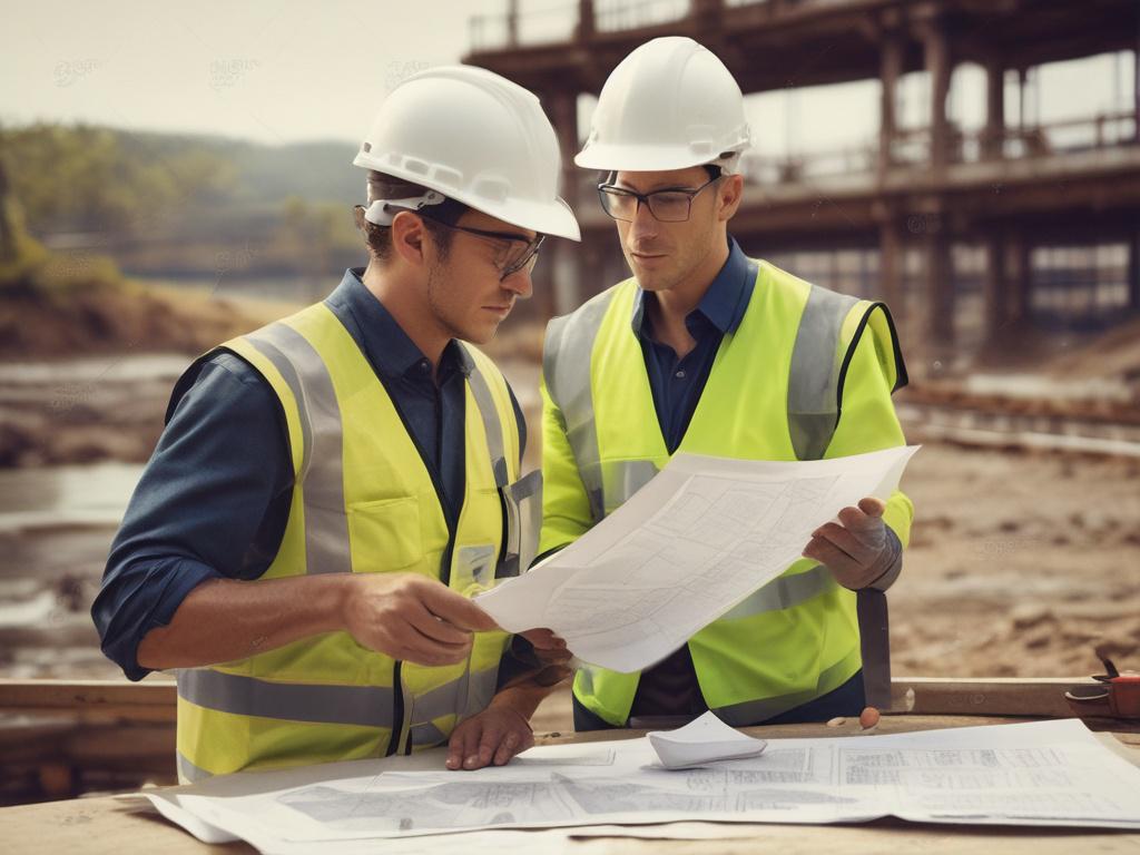 An environmental engineer working on a project plan at a