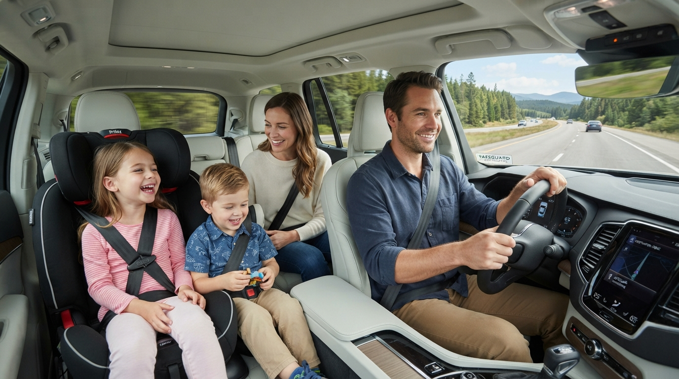 Family in car