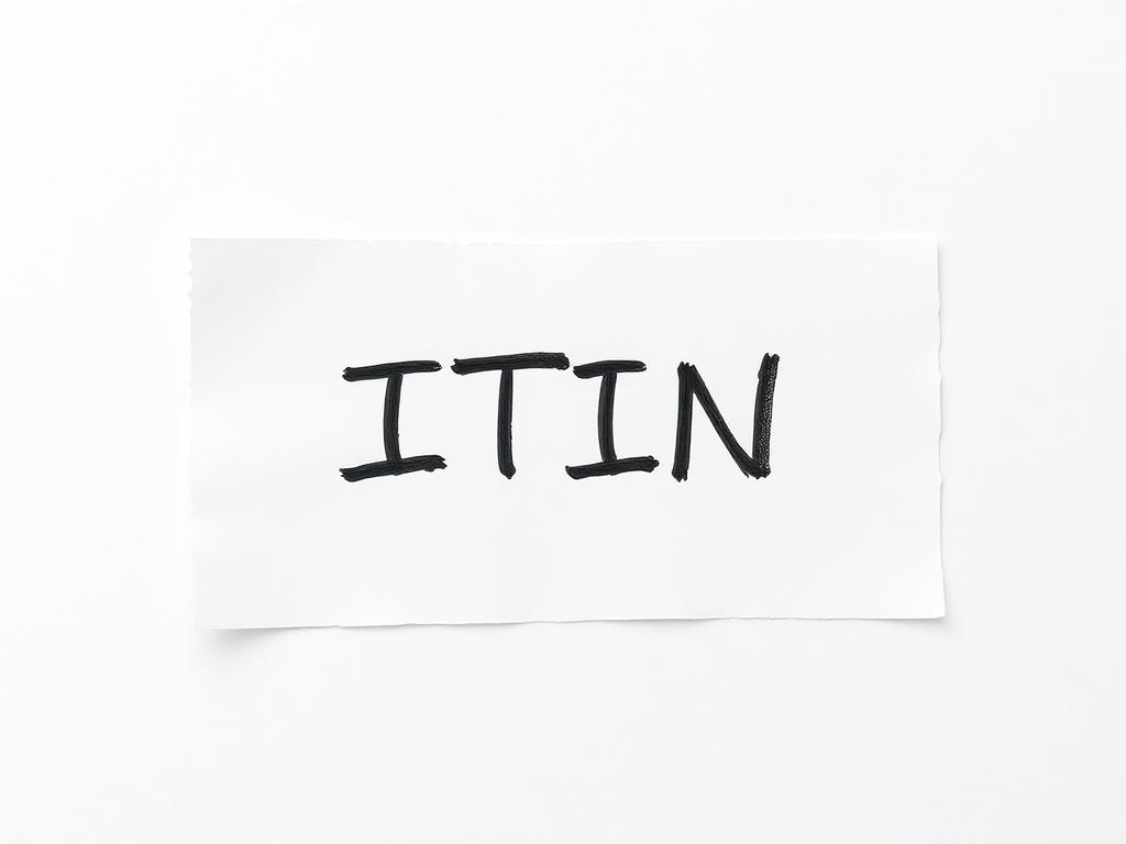 Una hoja de papel blanca con un número de ITIN escrito en tinta negra en el centro. El fondo es simple y limpio, resaltando el contenido del papel. La imagen debe transmitir claridad y profesionalismo, con un enfoque en el número ITIN.