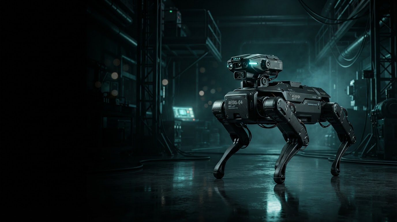 Arachnex-A four-limbed robot in a dark test chamber