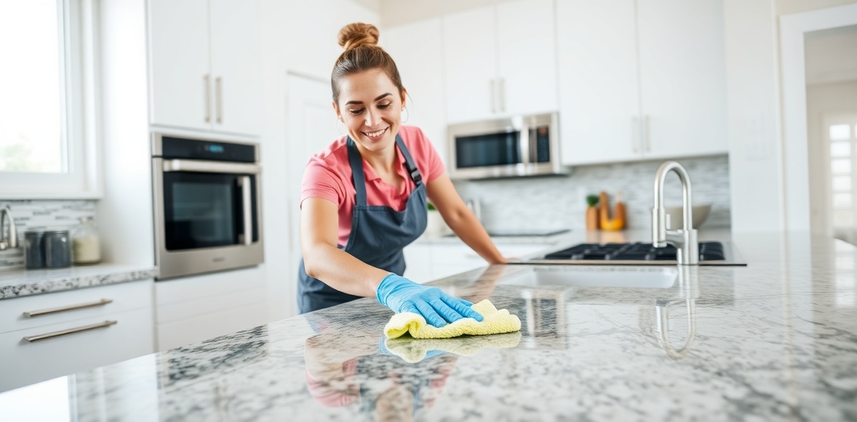 Professional cleaning in modern kitchen