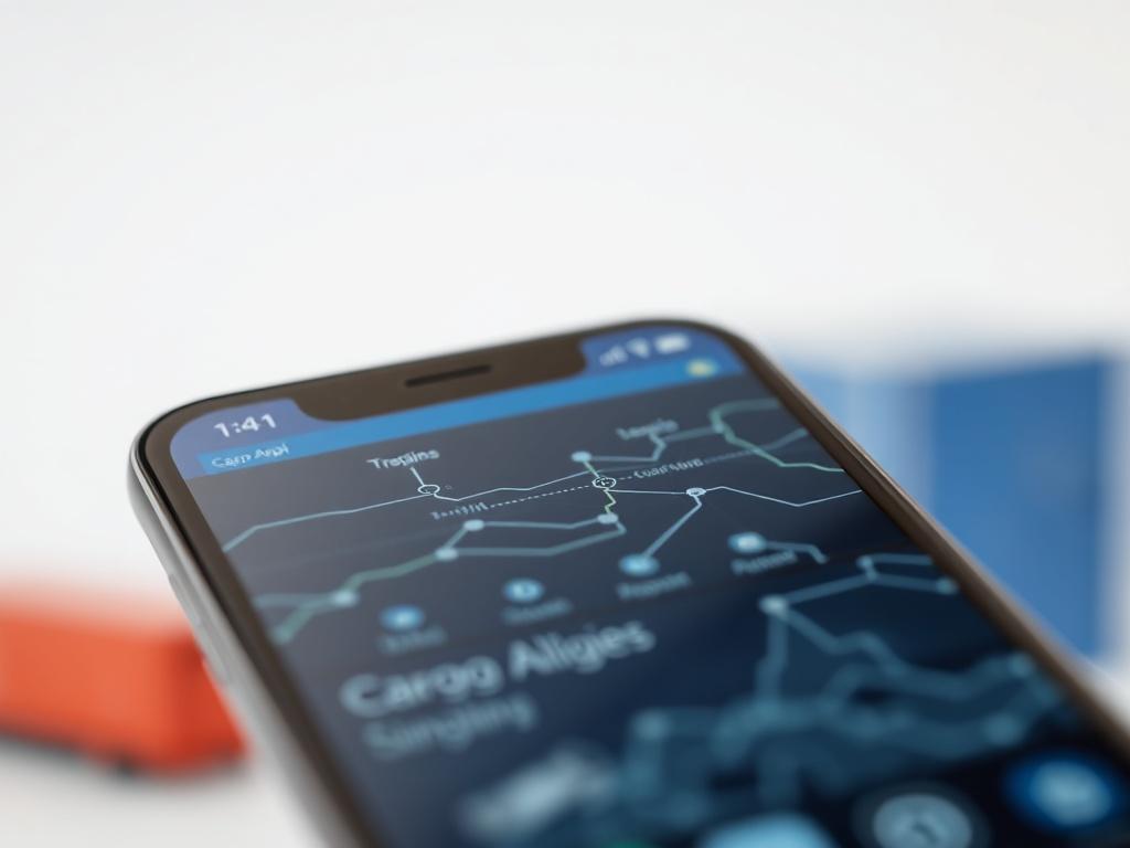 A high resolution image displaying a smartphone with a cargo