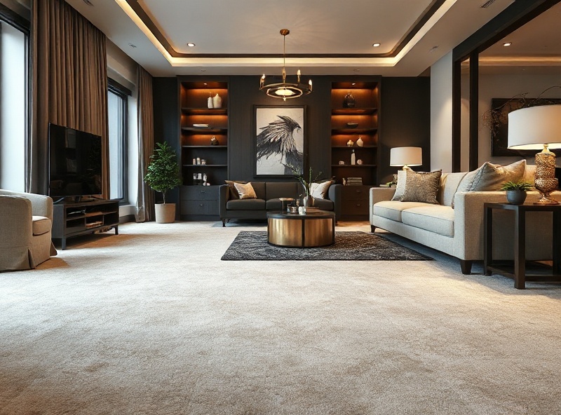 Pristine carpet in luxury living room