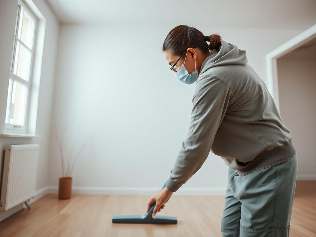 A close up shot of a professional cleaner meticulously cleaning