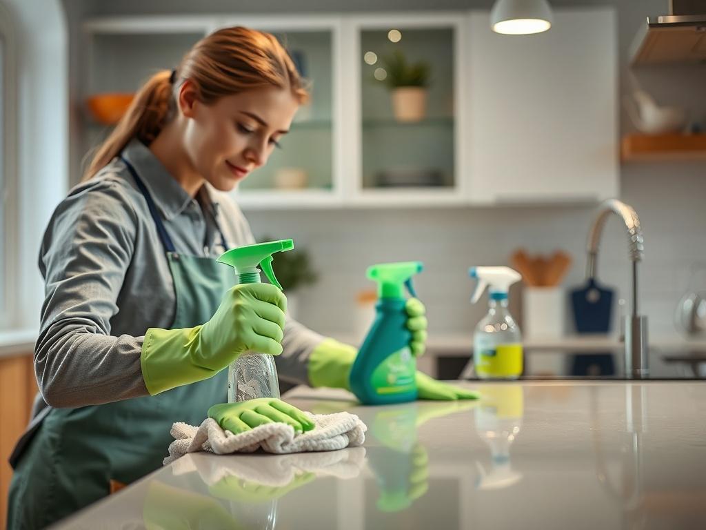 A close up shot of a professional cleaner using eco
