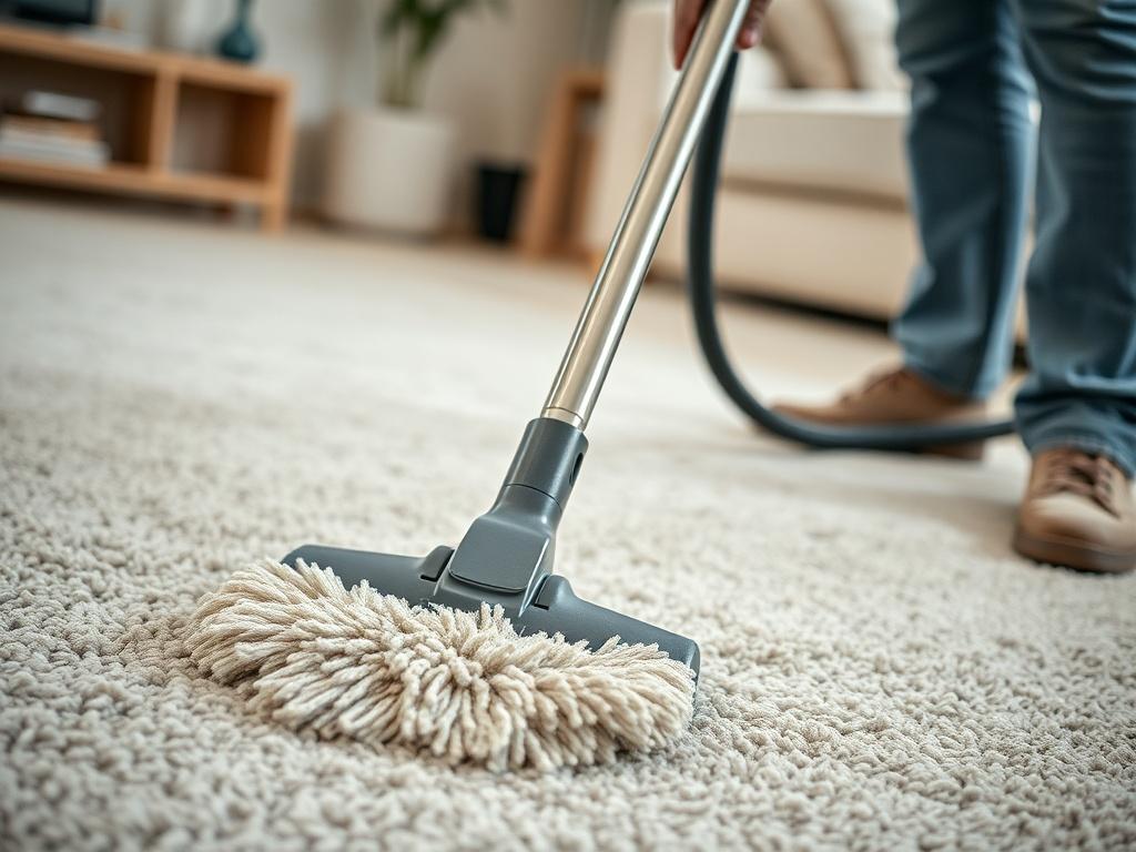 A close up shot of a cleaner scrubbing a carpet