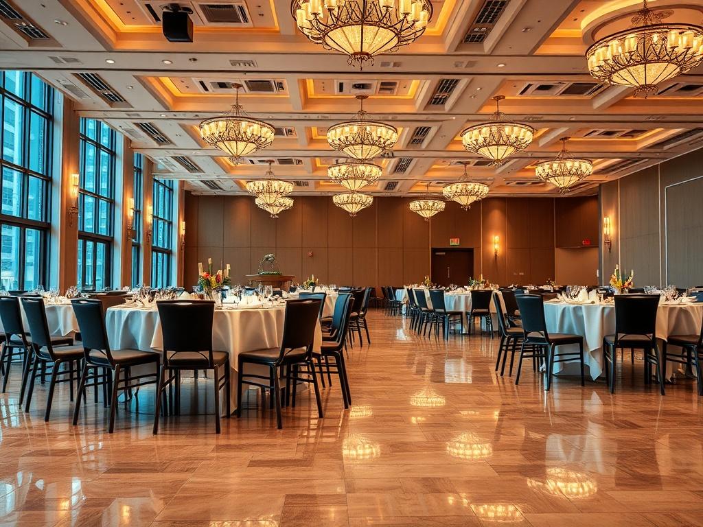 A hyper realistic close up shot of an event venue