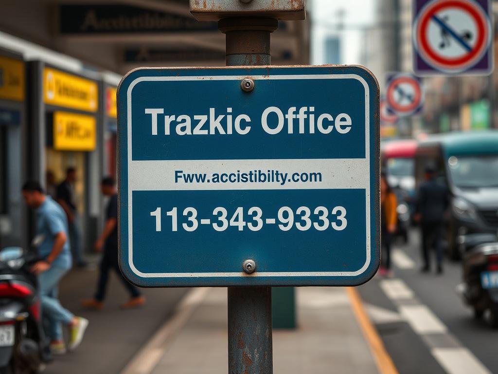 A realistic close up of a traffic office sign with