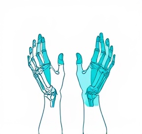 Abstract medical illustration of joints and hands