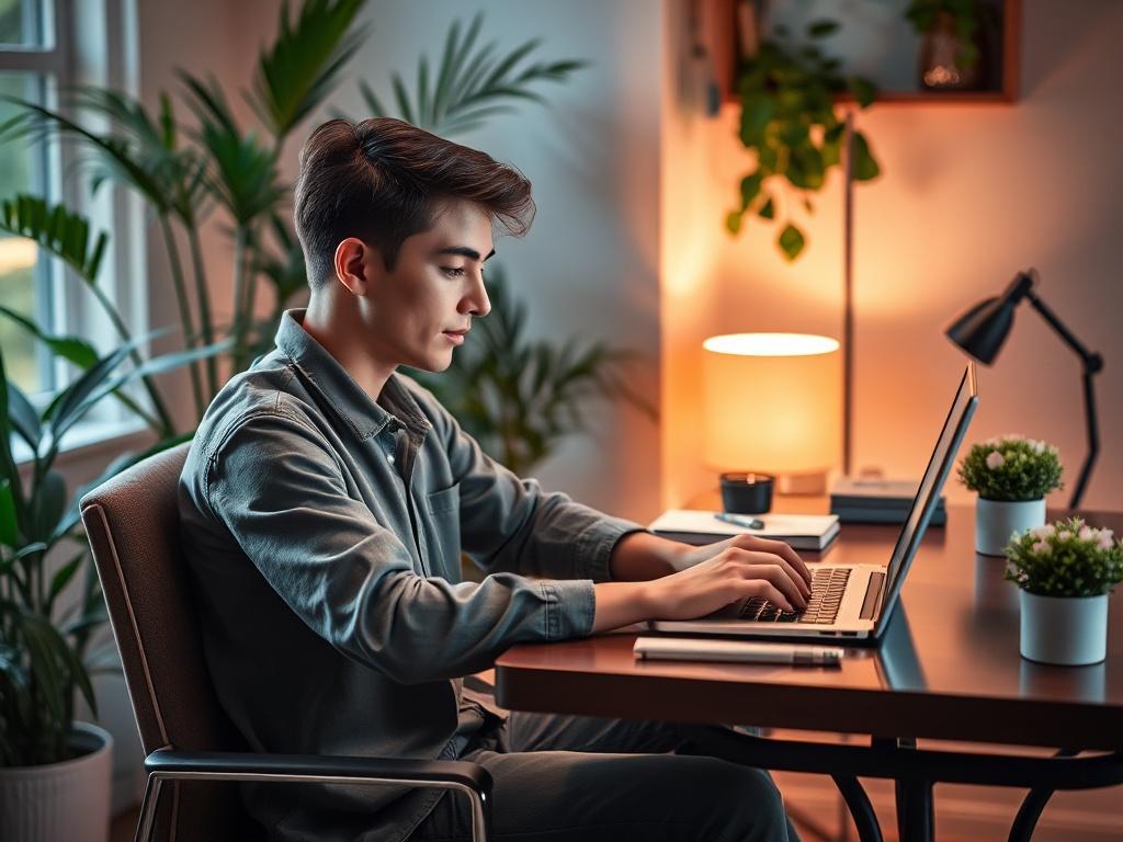 A serene and inviting scene of a young adult sitting