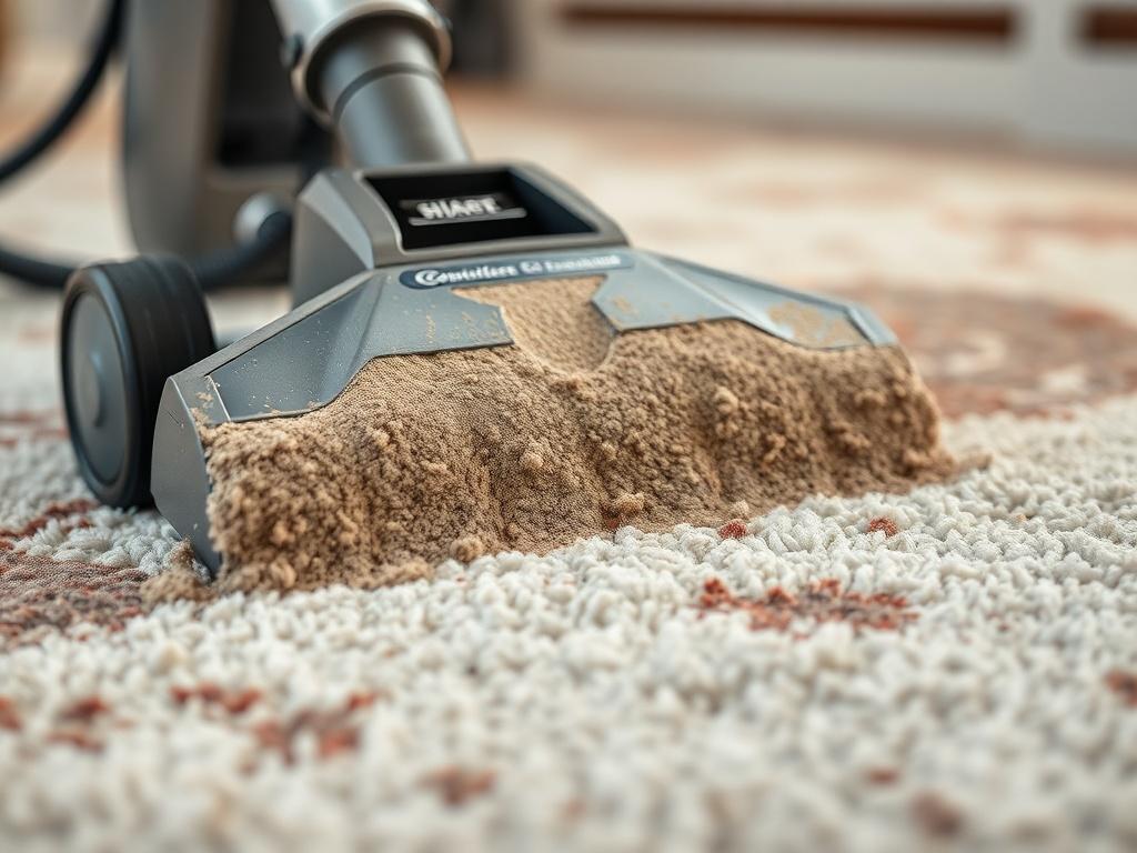 A detailed close up shot of a carpet being cleaned,