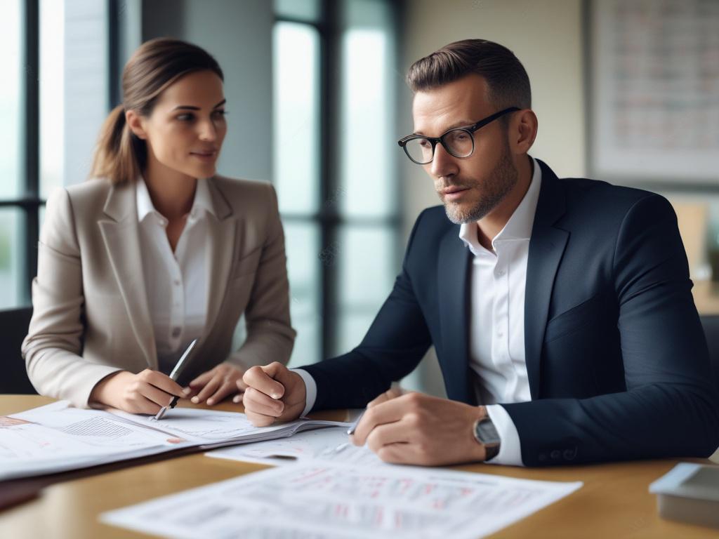 A close up shot of a confident financial advisor discussing