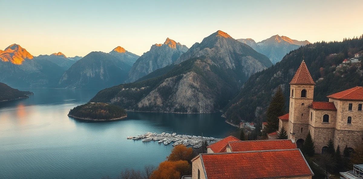 Montenegro Kotor Bay and Prokletije Mountains landscape