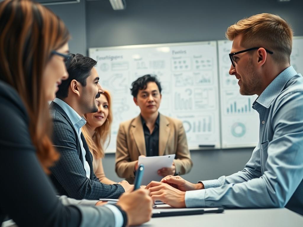 A close up shot of a business consultant discussing strategies